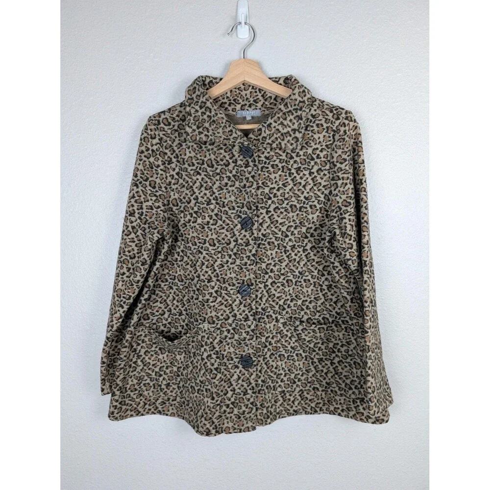 Habitat Jacket Womens Small Leopard Print Button‎ Front Animal Pattern Coat
